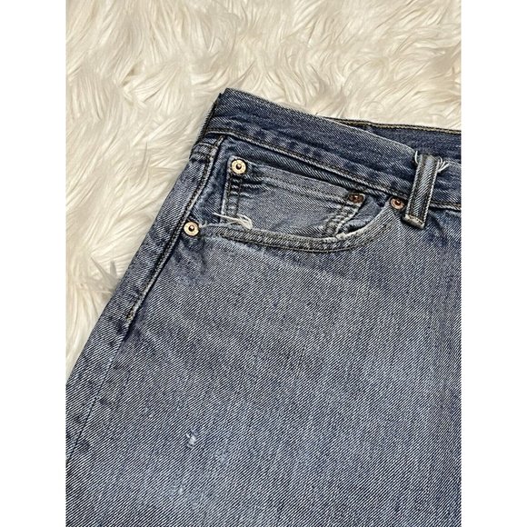 Levis 501 Men Light Med Wash Blue Denim Grunge Work Pant Regular Fit Jean 34x30 - Picture 6 of 16